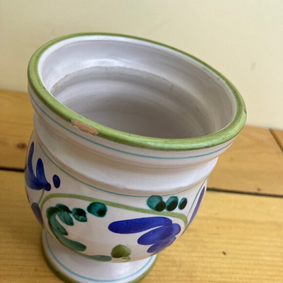 Italian Pottery Coffee Mugs Vintage Footed Cups Set of 2 Made in Italy - Picture 2 of 10